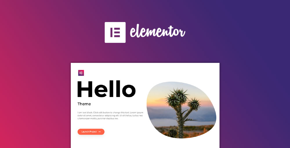 Hello Theme, nueva plantilla para Elementor Page Builder