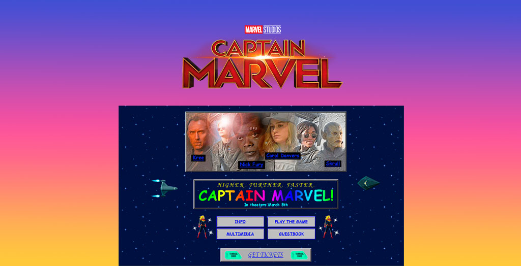 Pagina web de Capitana Marvel